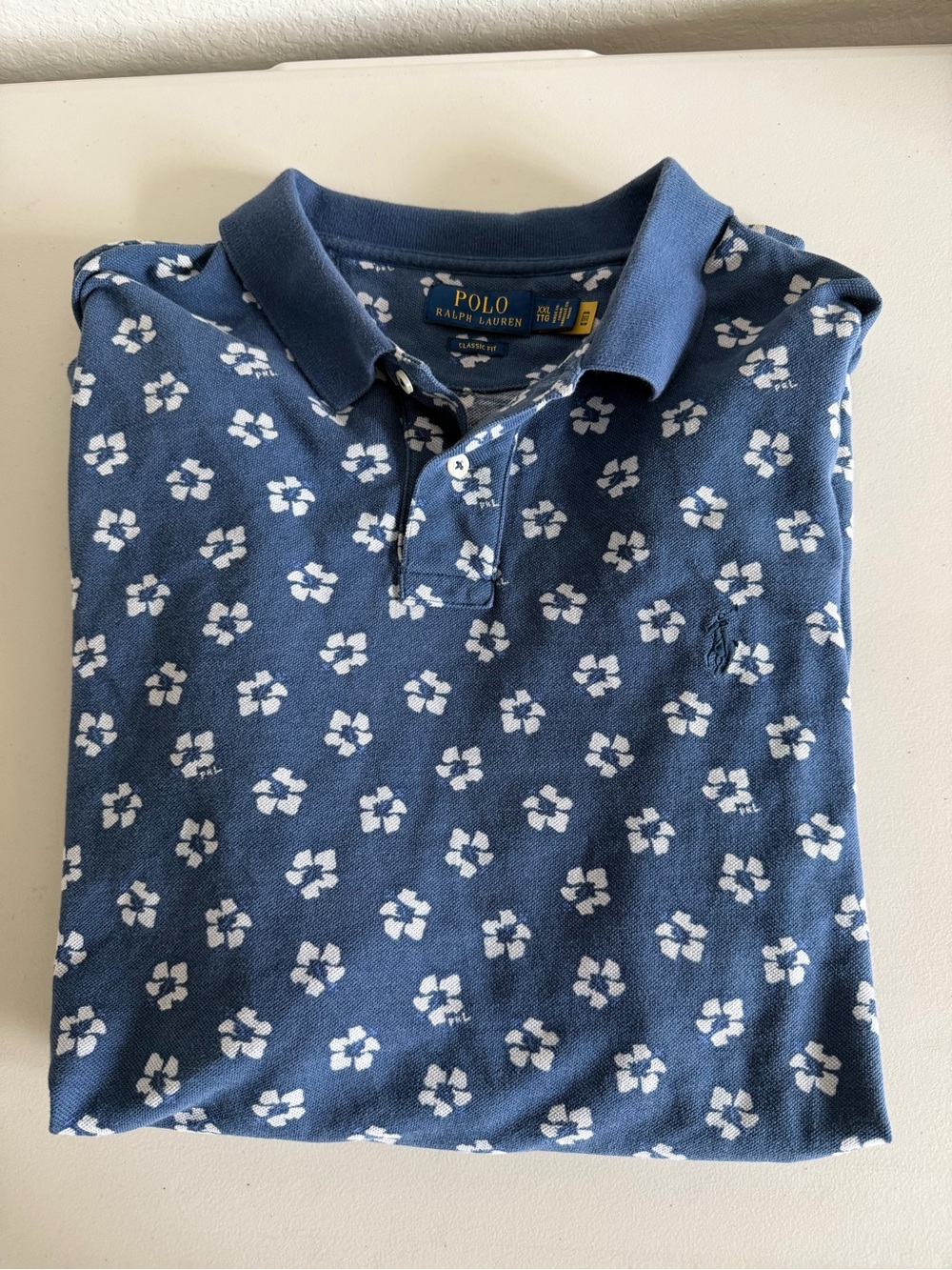 Ralph Lauren Blue Polo with White Floral Print
